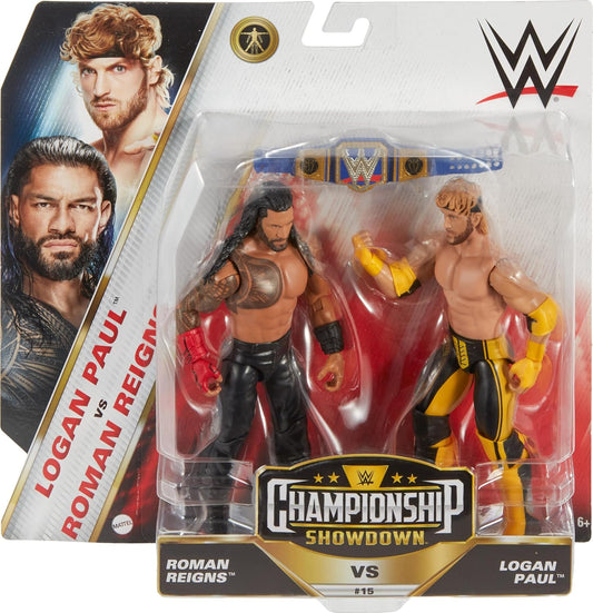 Mattel WWE Action Figure Battle Pack Championship Title Showdown Roman Reigns vs Logan Paul